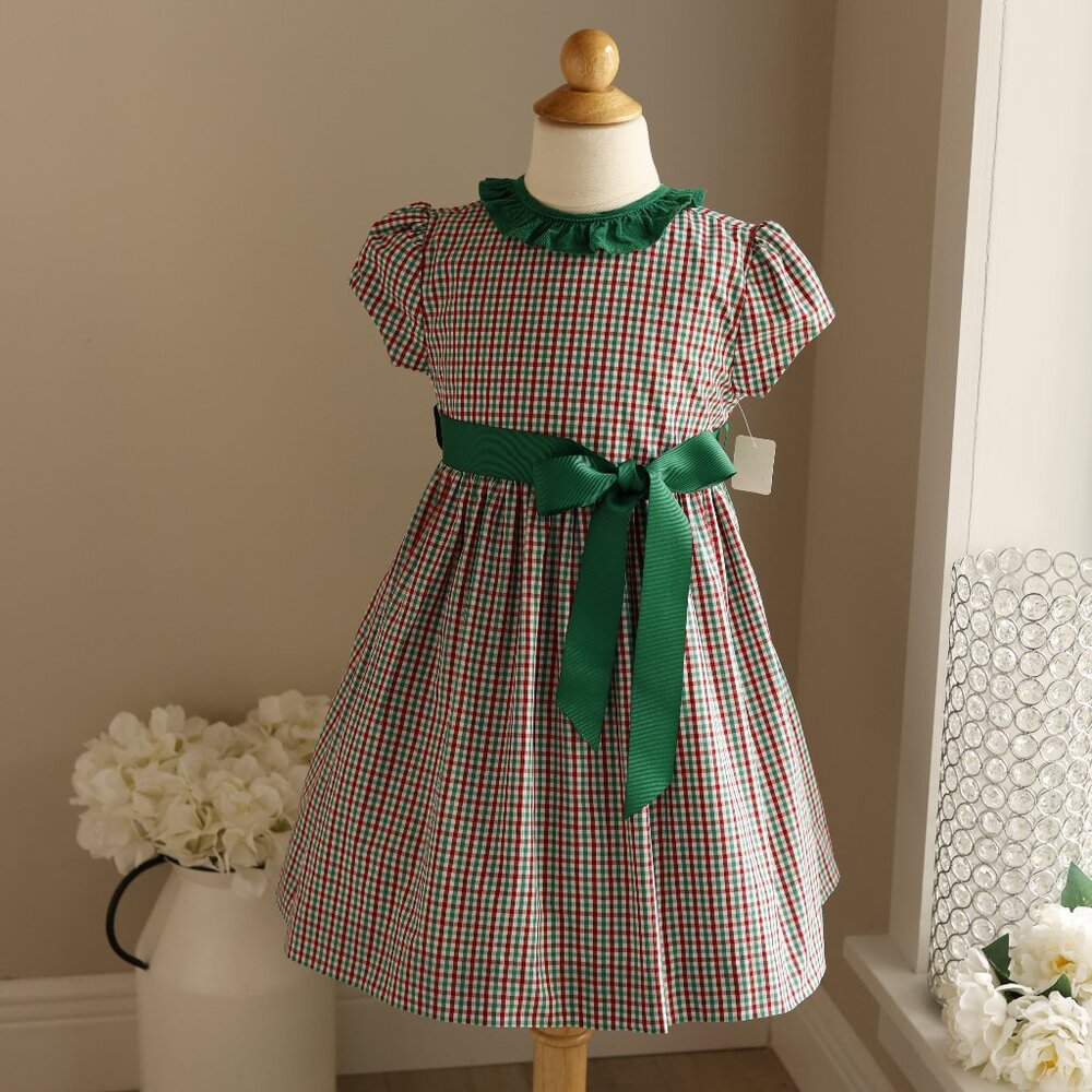 The Bailey Boys Dress Green Red White Plaid Ruffle Collar 6x Perfect-Like New